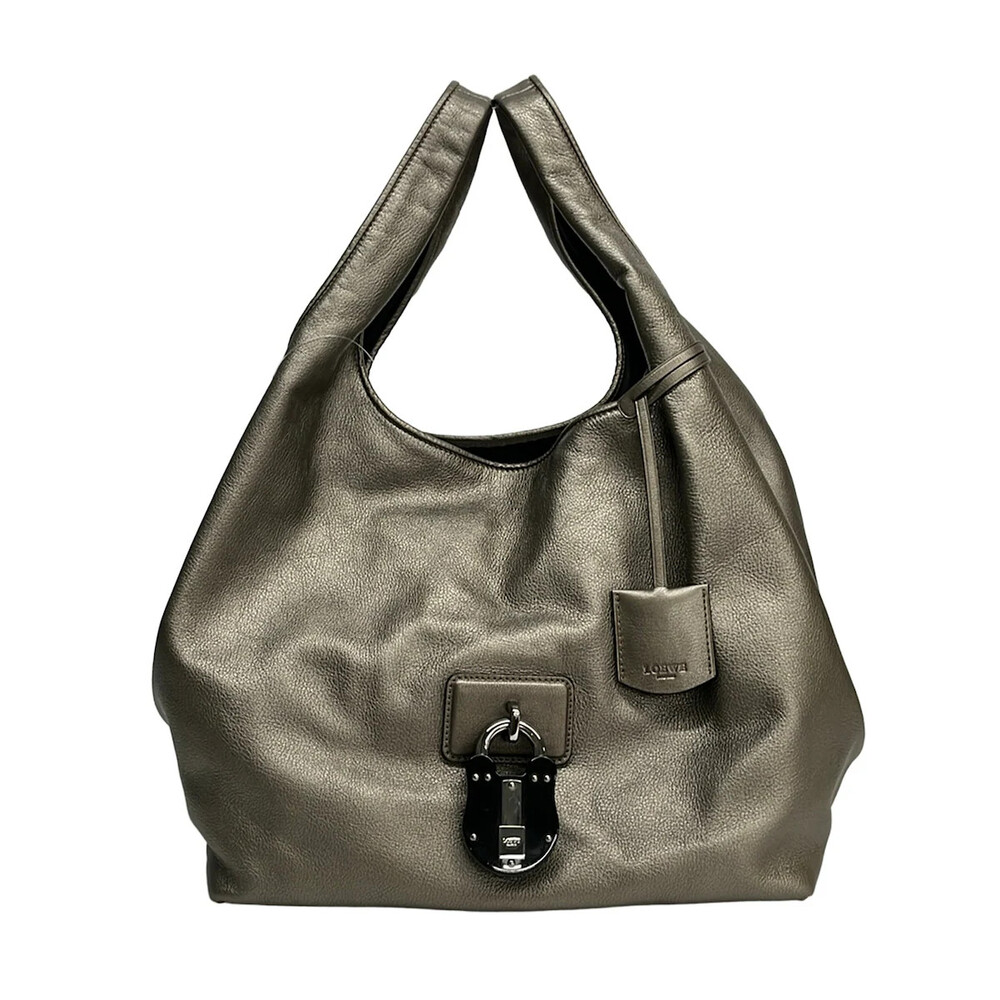 Loewe Calle Gray Beige Leather Tote Bag #354131L67B